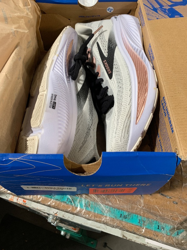 Photo 1 of ***(HEAVILY USED/ MINOR DAMAGE)***Brooks Women’s Ghost 17 Neutral Running Shoe - White/Black/Rose Gold - 9.5 Medium