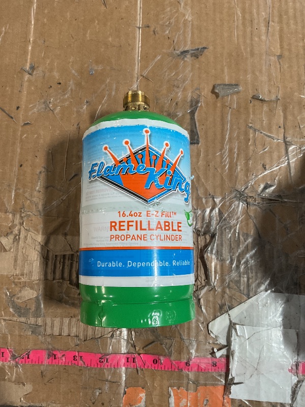 Photo 1 of ***EMPTY***
Flame King Refillable 1LB Empty Propane Cylinder Tank - Reusable - Safe and Legal Refill Option - DOT Compliant - 16.4 oz, Green
