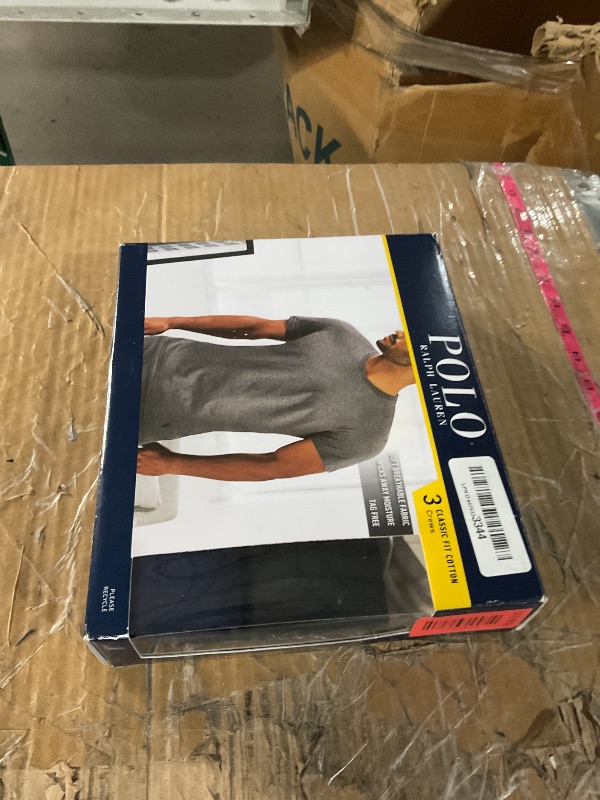 Photo 1 of ***(MISSING GREY SHIRT)***POLO RALPH LAUREN Classic Fit Undershirt w/Wicking 3-Pack Crews Cruise Navy/White/Black SM