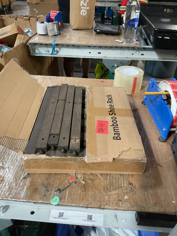 Photo 1 of ***(MISSING SCREWS)***Dranixly Bamboo 2-Tier Shoe Rack Stackable Shelf Storage Organizer for Entryway, Hallway and Closet, 27.2"x11"x13.2" (Mocha)