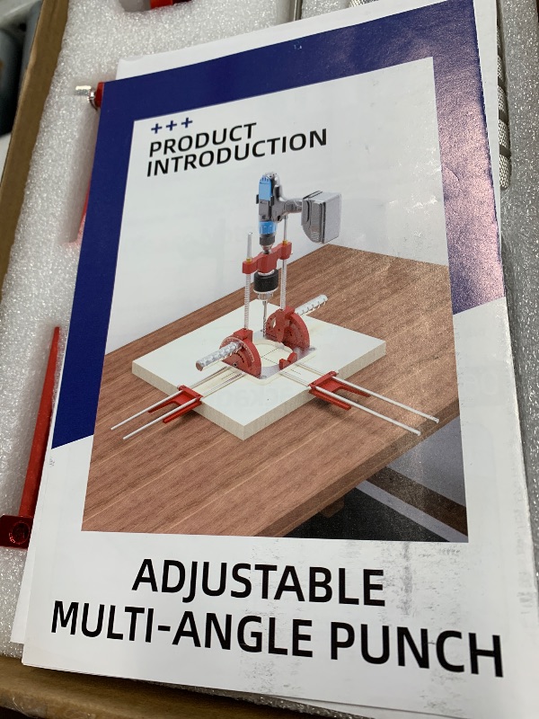 Photo 1 of (used)(damaged)(sold for parts) Portable Drill Guide, Multi Angle Drill Guide for Straight Holes,Adjustable Angle 0° to 60°, Heavy-Duty Self-Centering Base