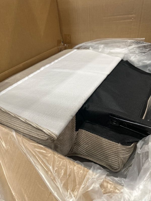 Photo 1 of *** PARTIAL SET - SEE NOTES AND PHOTOS *** Recliner Chair, 360° Swivel Rocking Glider Chair for Adults with Adjustable Backrest & Footrest, Cozy Corduroy Upholstered Armchair for Living Rooms, Bedrooms, Apartments, Brown Grey