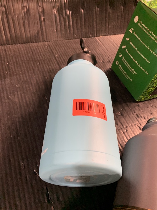 Photo 1 of (CYAN) Hydraflow Crusader - Triple Wall Vacuum Insulated Water Bottle with Dual Lid (64oz, Powder Black) Stainless Steel Metal Thermos, Reusable Leak Proof BPA-FREE for Sports and Travel