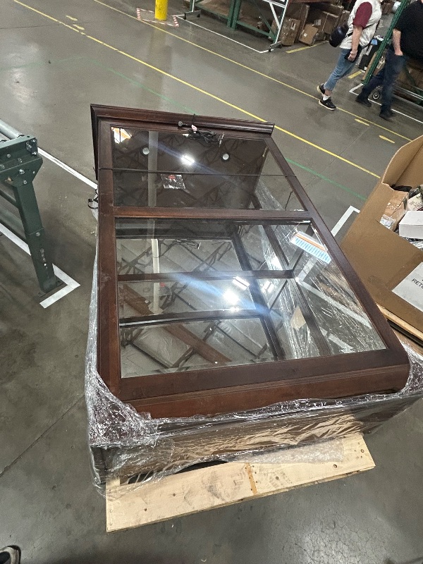 Photo 1 of *** LARGE CABINET AND SHELVES INCLUDED ON SIDE BOXES ****Howard Miller Kane Curio Cabinet - Showcase Wood Finish Lockable Door Adjustable Shelves & Levelers, Illuminated Interior Lightning Perfect for Living Room, Office Decor and Room Decor