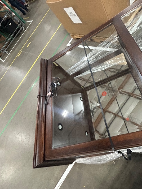 Photo 1 of *** LARGE CABINET AND SHELVES INCLUDED ON SIDE BOXES ****Howard Miller Kane Curio Cabinet - Showcase Wood Finish Lockable Door Adjustable Shelves & Levelers, Illuminated Interior Lightning Perfect for Living Room, Office Decor and Room Decor