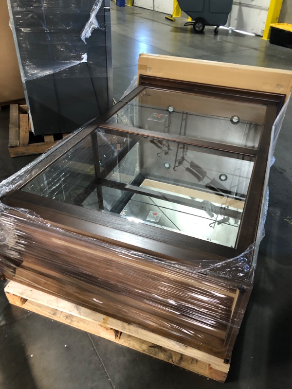 Photo 1 of *** LARGE CABINET AND SHELVES INCLUDED ON SIDE BOXES ****Howard Miller Kane Curio Cabinet - Showcase Wood Finish Lockable Door Adjustable Shelves & Levelers, Illuminated Interior Lightning Perfect for Living Room, Office Decor and Room Decor