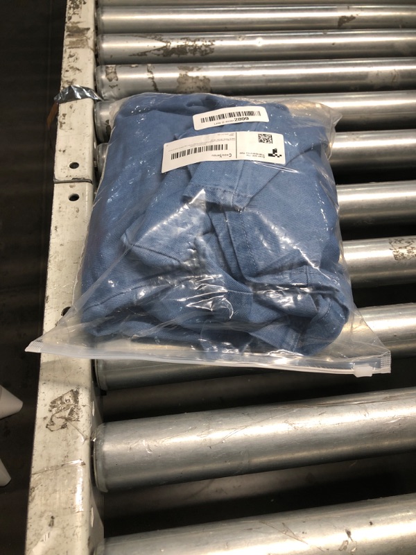 Photo 1 of (damaged buckle) chouyatou Women's Loose Adjustable Strap Wide Leg Denim Bib Overall Jeans Pants (Small, Blue)