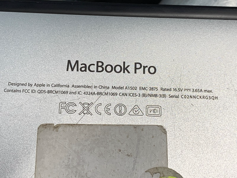 Photo 1 of **BOTTOM IS SCRATCHED AND HAS STICKERS, UNABLE TO TEST** Apple MacBook Pro 13.3in Retina Laptop Intel i5 Dual Core 2.6GHz 8GB 128GB SSD - MGX72LL/A