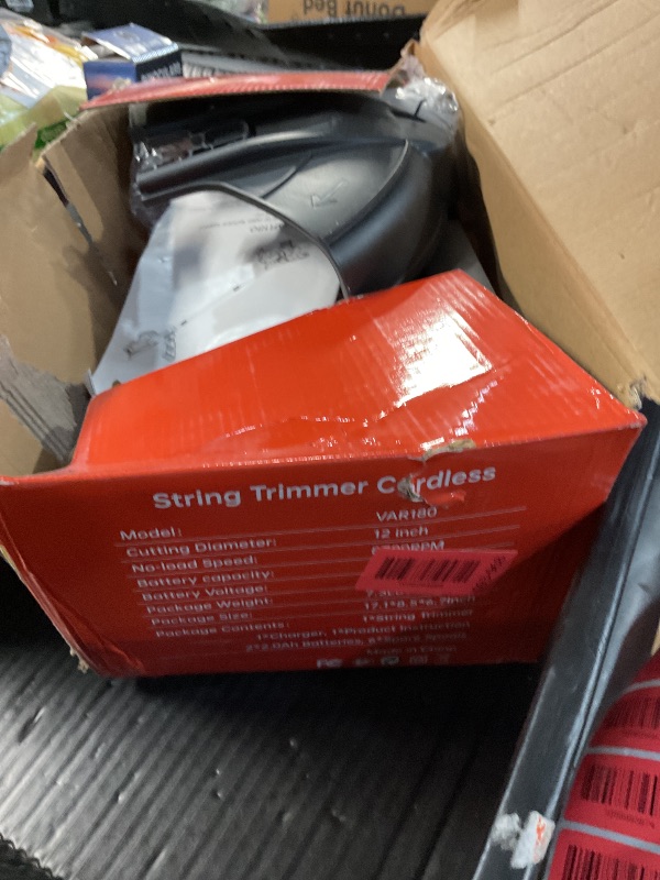 Photo 1 of **NO BATTERIES**VARSK 20V String Trimmer Cordless, 12 Inch 2 in 1 Trimmer and Edger, Automatic Line Feed, Includes 2 X 2.0Ah Batteries/1 X Fast Charger/6 X Spare Spools, for Lawn, Garden, etc, Orange