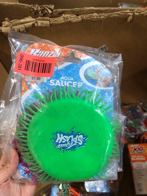 Photo 1 of (2 PACK COLOR MAY VARY)Banzai Green Aqua Saucer Pool Toy 5" Disk (Soak It and Throw It)