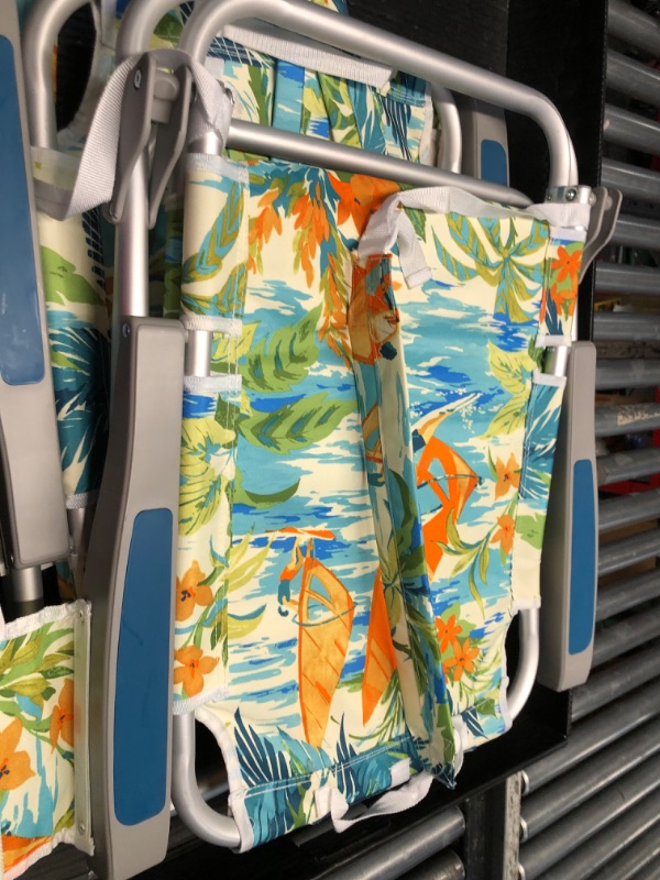 Photo 1 of (only one) Tommy Bahama Backpack Beach Chair 5 Position Chair, Including Lay Flat (Floral)