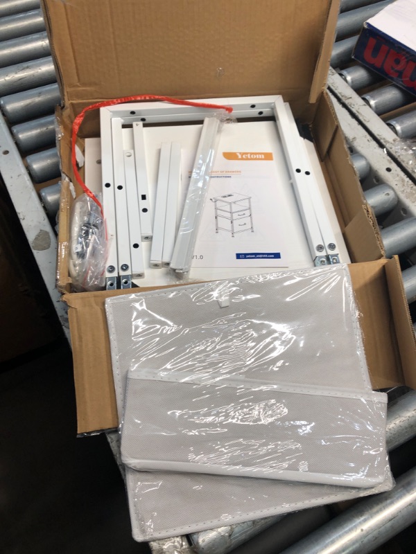 Photo 1 of ***NON FUNCTIONAL***(FOR PARTS ONLY)
YeTom White Nightstand with Charging Station, LED Night Stand with 2 Fabric Drawers, Side Table with Open Shelf, End Table with Outlets and USB Ports, 2 Drawer Dresser for Bedroom