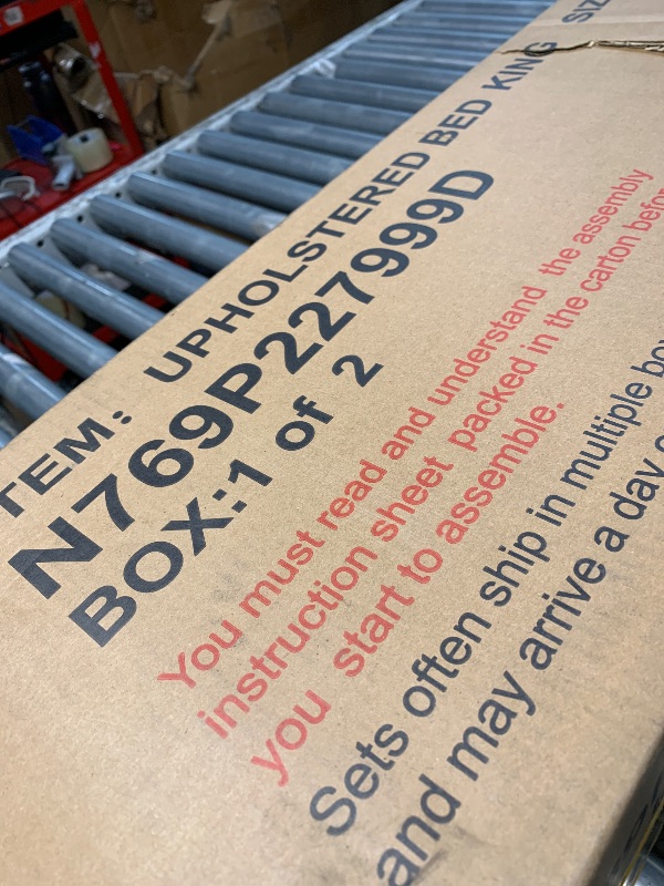 Photo 1 of ***BOX 1/2**Merax Boucle Upholstered Bed, King Bed Frame and Headboard, Platform Bedframe, No Box Spring Required, Easy Assembly, White