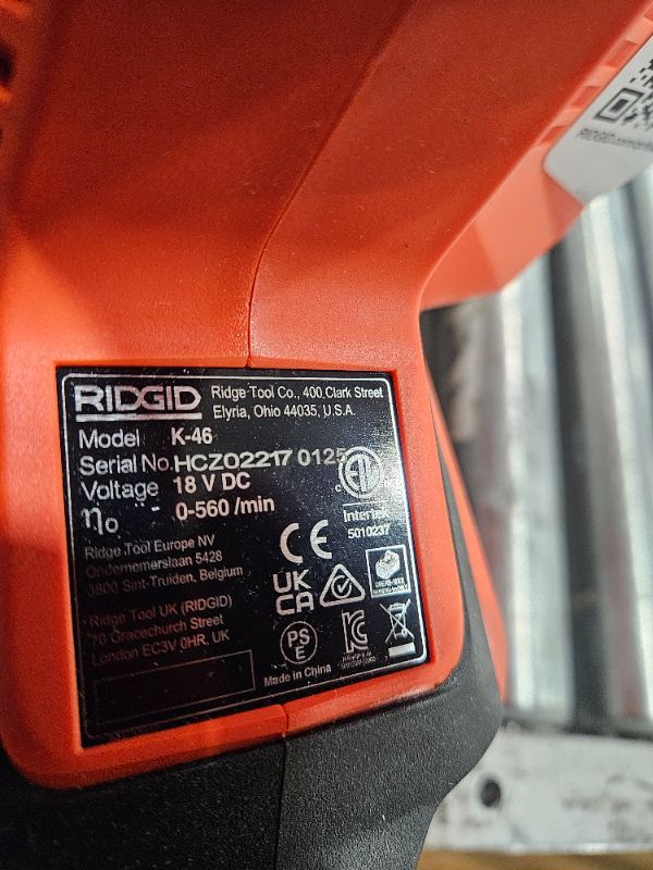 Photo 1 of *NEW!* RIDGID 78058 K-46 SinkSnake Cordless Drain Snake Deluxe Kit with 5/16" x 25' Cable, 3/8" x 35' Cable, T-250 Tool Set, Carrying Case, 18V 2.5Ah Battery, and Charger