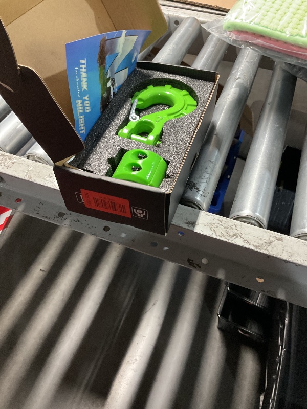 Photo 1 of ***(USED/ UNKNOWN IF MISSING PARTS)***Nilight Forged Steel Winch Hook 3/8" Grade 70 Safety Latch Winch Cable Hook Stopper & Clevis Slip Hook Sets, Included Allen Wrench,Max 35,000 lbs, Green