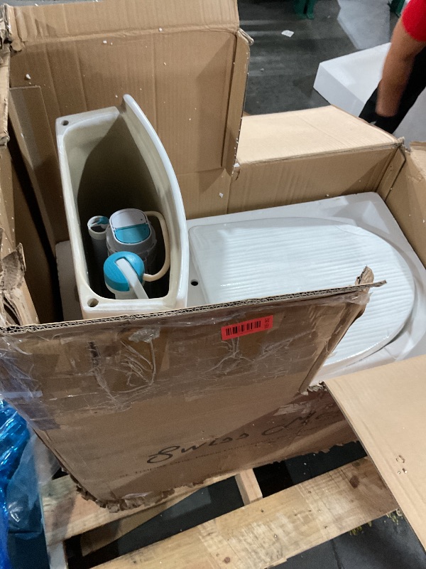 Photo 1 of ***************MISSING THE TANK LID**************
Swiss Madison St. Tropez SM-1T254HB One-Piece Elongated Toilet Vortex Dual-Flush 1.1/1.6 gpf with Comfort Chair Seat ADA Height in Glossy White with Black Hardware