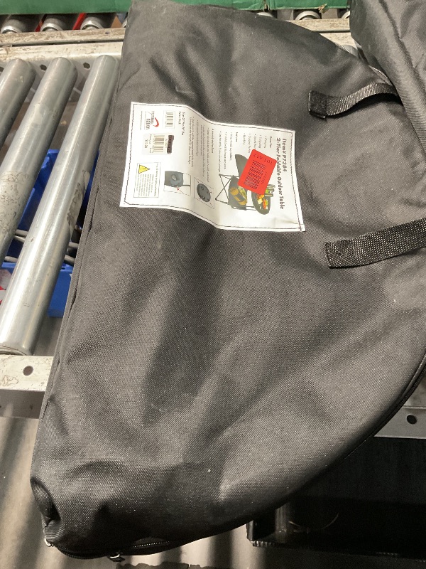 Photo 1 of ***Parts Only*** Preferred Nation | 2 Tier Folding Camping Table with 4 Mesh Cup Holders Black | Polyester with Metal Frame | Compact, Convenient Carry Case Included | Side Table for Tailgate