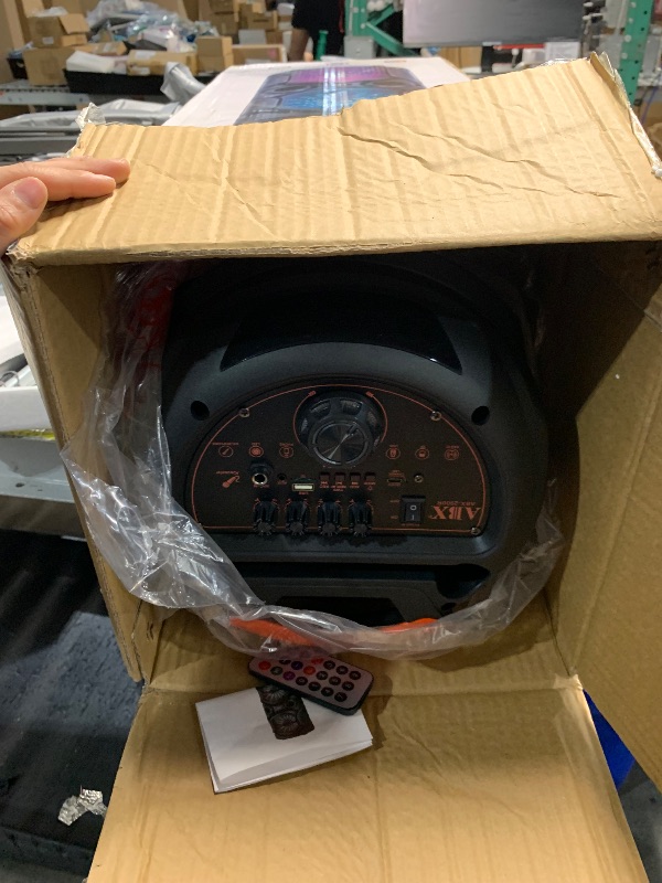 Photo 1 of ***************DAMAGE TO BOTTOM-WHEEL MISSING***************
Audiobox ABX-2900R Dual 8" Party Bluetooth Speaker - Light Weight with RGB Lights, Dual Channel Sound for Parties, DJ, Karaoke Ready