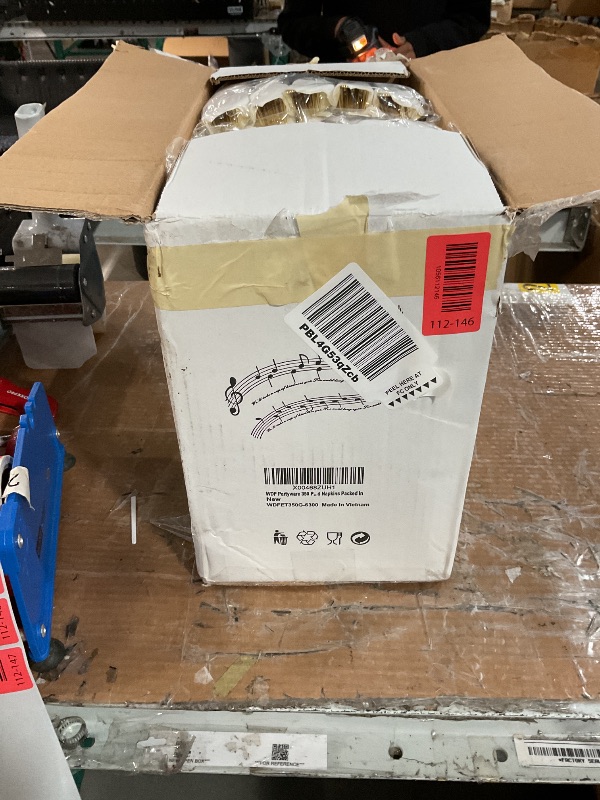 Photo 1 of (incomplete) WDF Partyware 350Piece Gold Dinnerware Set for 50 Guests - Gold Plastic Plates with Disposable Cutlery