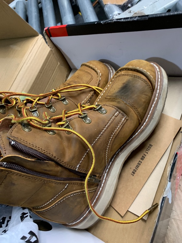 Photo 1 of ***(HEAVILY USED/ MINOR DAMAGE)***ROCKROOSTER Magnolia 6" Side-Zipper Wedge Boots for Men, Lightweight Soft Moc Toe Motorcycle Boots SAP309-Brown-10