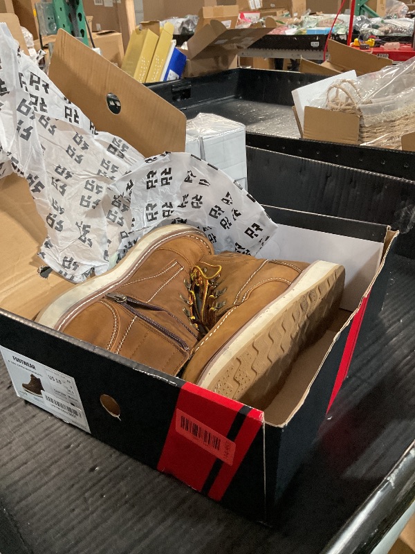 Photo 1 of ***(HEAVILY USED/ MINOR DAMAGE)***ROCKROOSTER Magnolia 6" Side-Zipper Wedge Boots for Men, Lightweight Soft Moc Toe Motorcycle Boots SAP309-Brown-10