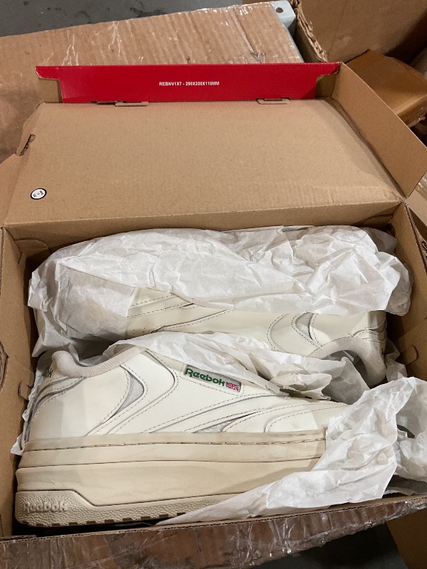 Photo 1 of (see all images) Reebok Club C Extra Platform Sneakers for Women, White Casual Tennis Women's Fashion Sneakers Chalk/Chalk/Glen Green, 6.5 Medium