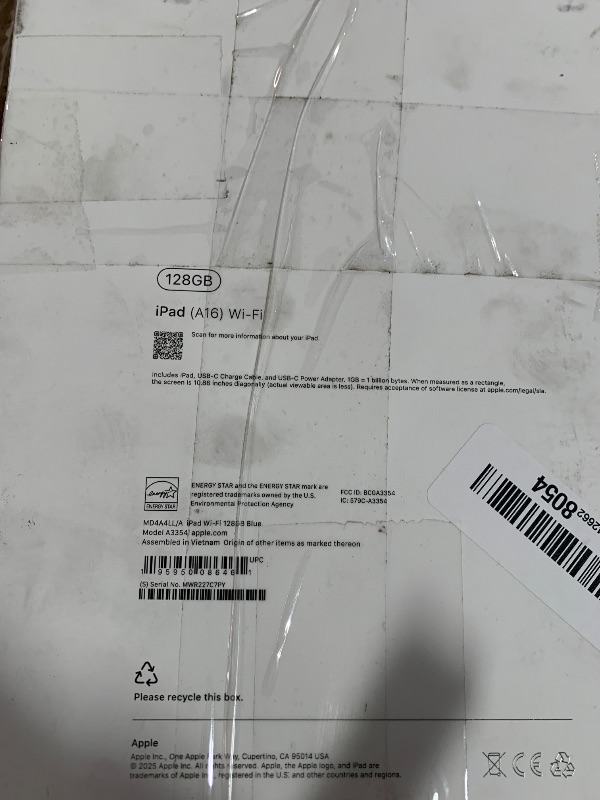 Photo 1 of ***(PARTS ONLY/ LOCKED/ NON FUNCTIONAL)***Apple iPad 11-inch: A16 chip, 11-inch Model, Liquid Retina Display, 128GB, Wi-Fi 6, 12MP Front/12MP Back Camera, Touch ID, All-Day Battery Life — Blue