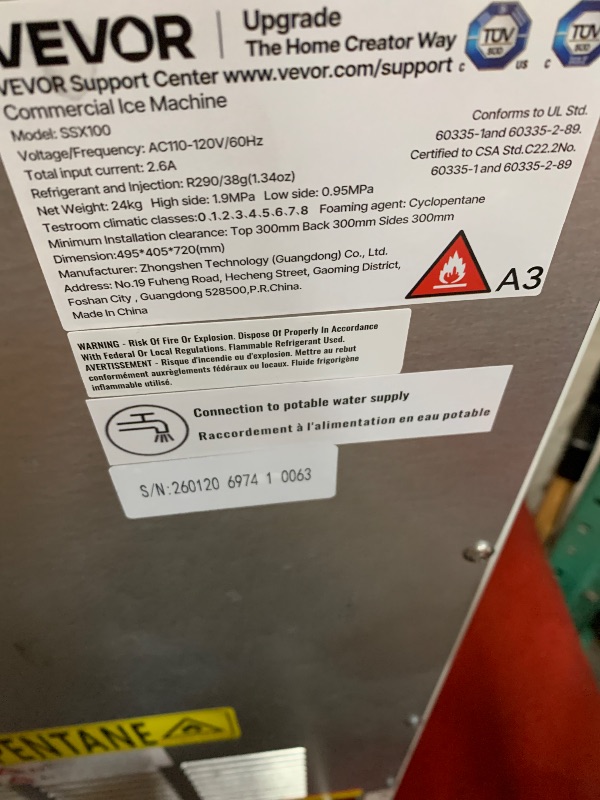 View 3 of ***FACTORY SEALED***VEVOR Commercial Ice Maker Machine, 130 lbs/24h, Stainless Steel