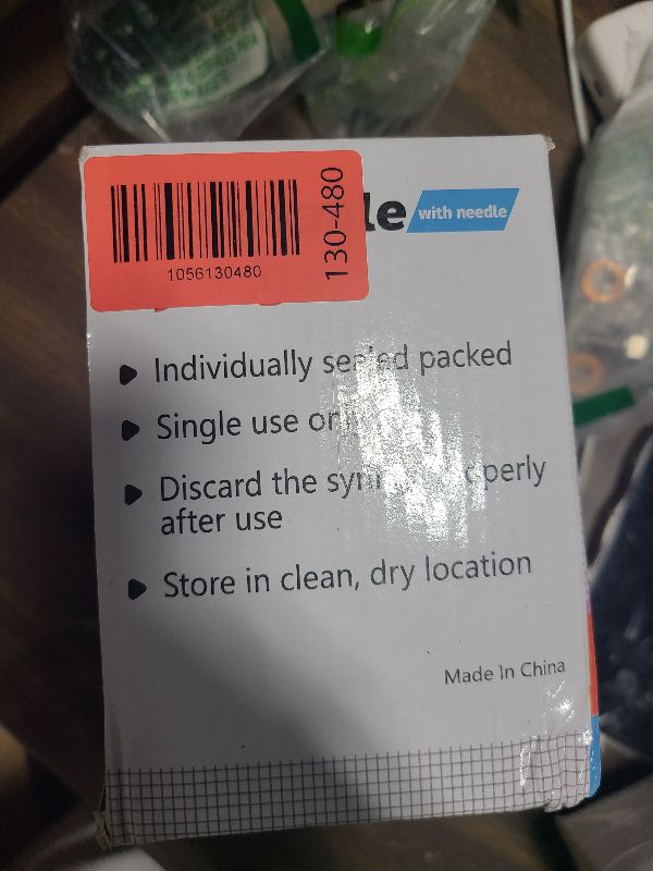 Photo 1 of 1ML Syringe, Lab Supplies Syringes 29G 1/2 Inch with Cover, Individually Wrapped, Pack of 100