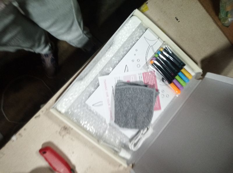 Photo 1 of 16-Inch Rechargeable Doodle Glow LED Note Board, 7-Color Light Modes, Neon Art Dry Erase Light Up Drawing Pad with Built-in Stand, Sketching Gift Toy for Kids/Girls/Teens, 5 Markers & Tracing Book