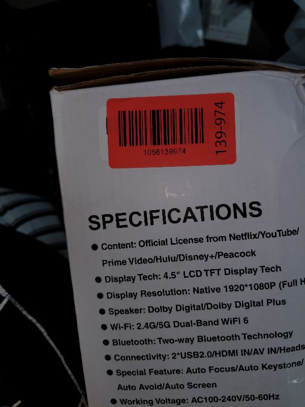 Photo 1 of [Auto Focus/Auto Keystone] Smart Projector with WiFi and Bluetooth, Dolby Audio,DBPOWER Native 1080p Projector, Movie Projector, 50% Zoom with Carry Bag