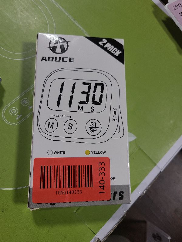 Photo 1 of 2 Pack Digital Kitchen Timer for Cooking Big Digits Loud Alarm Magnetic Backing Stand Cooking Timers for Baking White