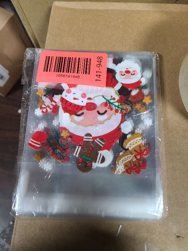Photo 1 of 100PCS 5x4 Inch Christmas Treat Bags - Self-Adhesive Cellophane | For Candy, Donut, Chocolate & Cookies | 5 Festive Designs | Perfect for Holiday Party Favors & Gift Packaging