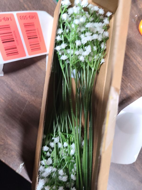 Photo 1 of 20 Pcs Real Touch Babys Breath Artificial Flowers, White Fake Flowers Baby Breath Flowers Artificial Bulk with Stems Decorations for Vase Wedding Party Garden Home Decor Centerpiece Arrangements