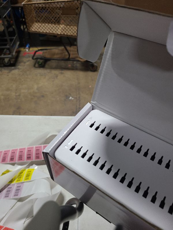 Photo 1 of 100W Charging Station for Multiple Devices, 10-Port USB Fast Charging Station with Adjustable Dividers & 10 Cables- Multi Device Organizer Charging Dock for iPhone, iPad, Tablets & More(White)