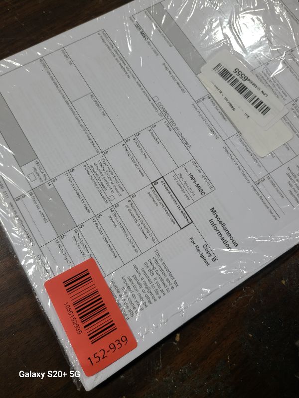 Photo 1 of 1099 MISC Laser 'Copy B' Recipient 2025, 50 Recipients of Laser MISC COPY B Forms, Compatible with QuickBooks and Accounting Software, 25 sheets