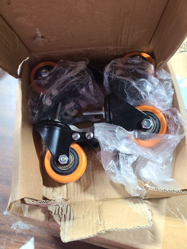 Photo 1 of 2 Inch Caster Wheels, Threaded Stem Casters Set of 4 Heavy Duty, 1/4"-20x1 (Screw Diameter 1/4", Stem Length 1"), Safety Dual Locking Industrial Castors, Wheels for Cart, Furniture