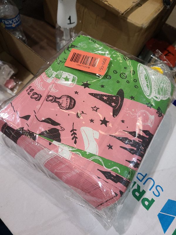 Photo 1 of 100 Pack Witch and Princess Party Napkins, Pink and Green Disposable Paper Napkins with Magical Elements – 2-Ply 13"x13" Unfolded, for Girls' Birthday Party and Fairy Tale Theme Décor