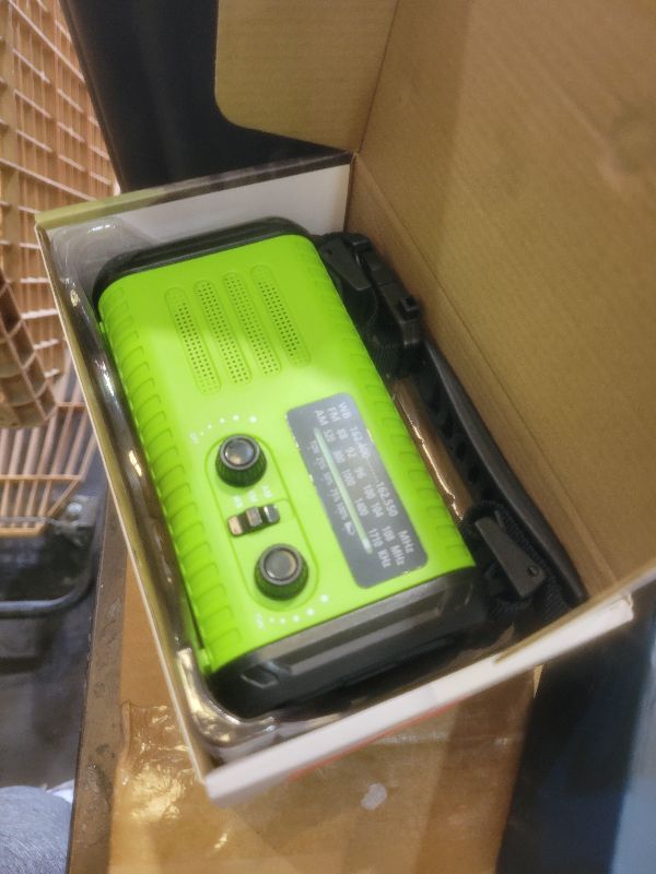 View 2 of 20000mAh / 74000mWh Emergency Crank Radio, NOAA/AM/FM Portable Weather Radio, Solar Hand Crank Radio, Battery Powered with USB Phone Charger, Flashlight Reading Lamp & SOS for Survival (Light Green)