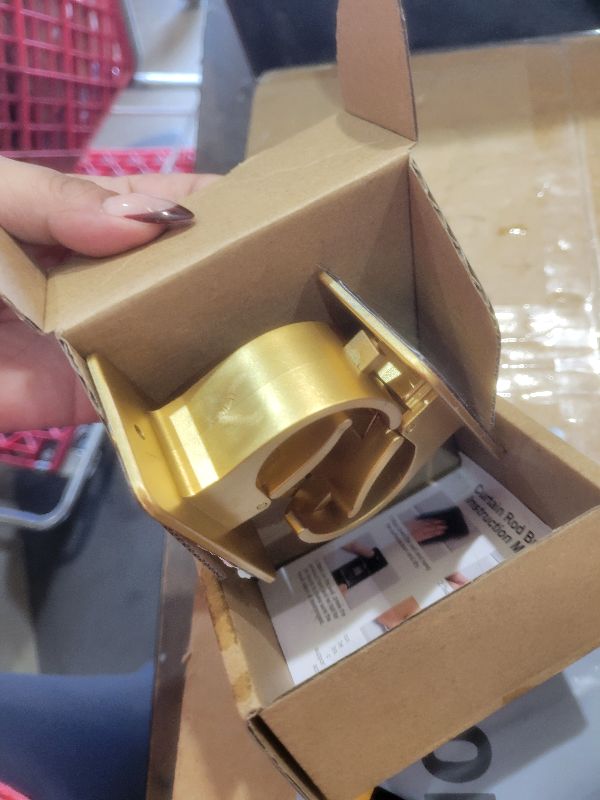 Photo 1 of 2 Pieces Self Adhesive Curtain Rod Bracket, Universal Plastic Curtain Rod Holders, No Drill Curtain Rod Brackets Curtain Rod Hooks for Bathroom, Bedroom, Livingroom(Gold)