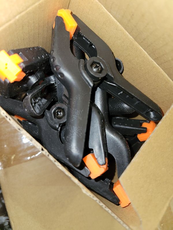 Photo 1 of 12 Pack Plastic Spring Clamps, 3.5inch Small Heavy Duty Clips for Crafts, Backdrop Stand, Woodworking, Photography Studios (Black)