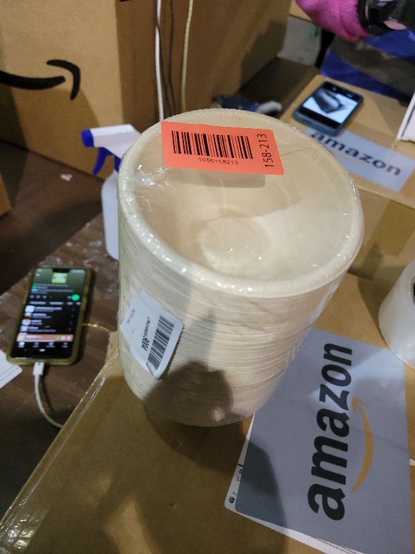 Photo 1 of 100 Pack 8oz Compostable Paper Bowls,Heavy-Duty Disposable Natural Bagasse Bowls,Biodegradable Soup Bowls,Eco-Friendly,Heat Resistant,for Ice Cream,Salad,Soup,Snack,Dessert,Pasta,Hot or Cold Use