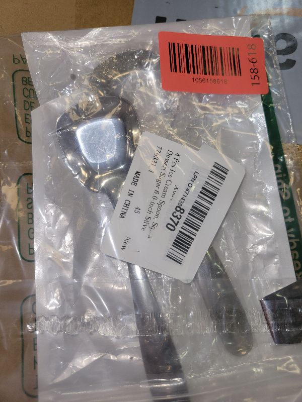 Photo 1 of **2pc only** Pcs Ice Cream Spoon, Square Head Dessert Spoons Stainless Steel Soup Spoon Mini Shovel Spoons for Tea Dessert Sugar 6.0-inch Silver