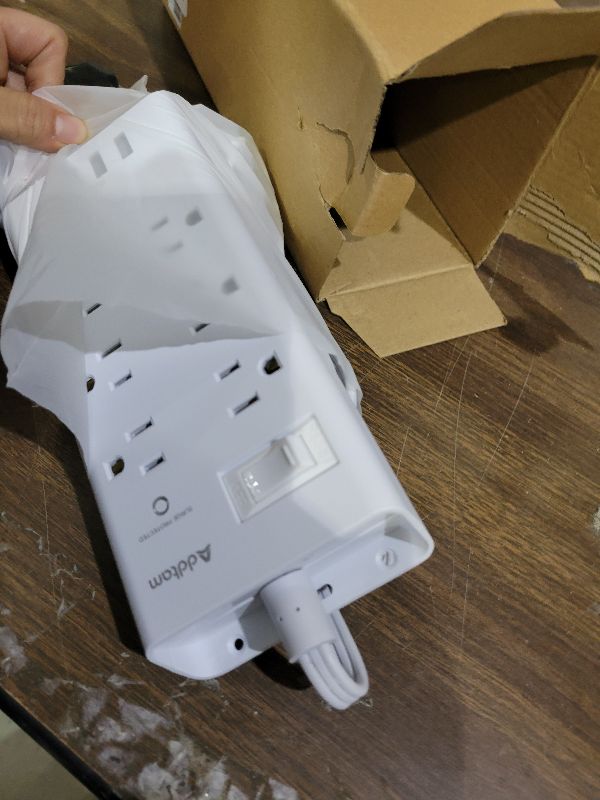 Photo 1 of 10ft Flat Plug Extension Cord, Surge Protector Power Strip With 6 Outlets and 4 USB Ports (2 USB C), Multiple Outlets for Home Dorm Room Essentials