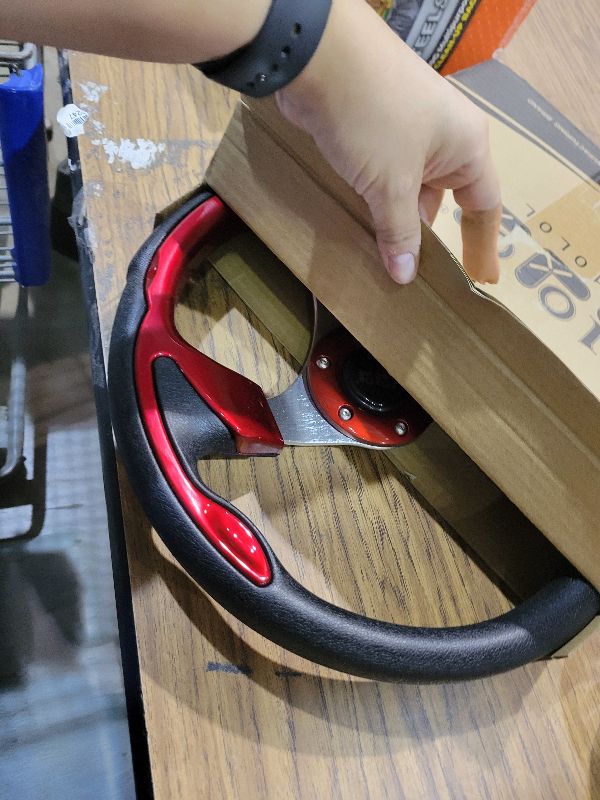 Photo 1 of 10L0L Golf Cart Steering Wheel, Universal Design Fit for Yamaha, EZGO RXV & TXT, Club Car DS, Club Car Precedent Tempo, Most Golf Cart(Red)