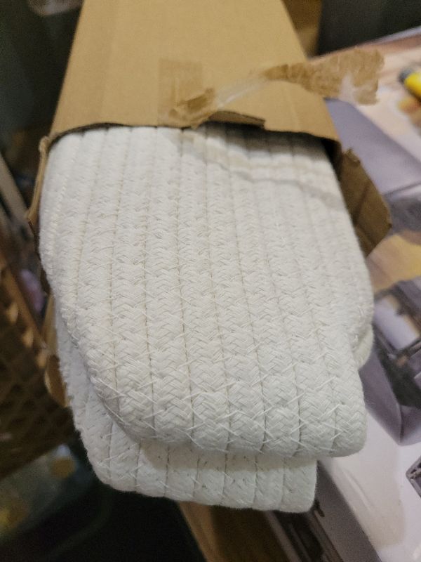 Photo 1 of 2 Pack Small Woven Basket with Gift Bags and Ribbons, Empty Decorative Gift Chest Box, Cute Baby Gift Basket for Nursery, Cotton Rope Room Shelf Storage Basket with Handles, All 12"x 8"x 5",White