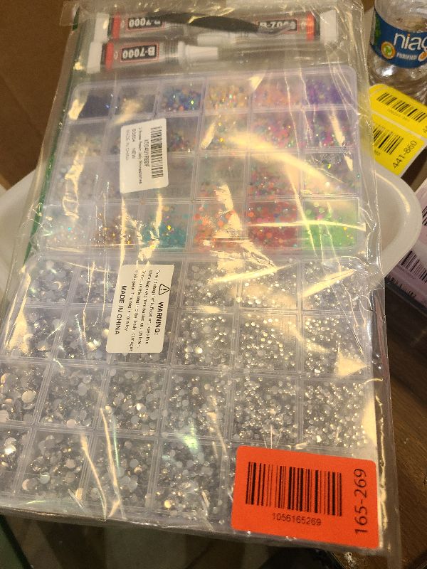 Photo 1 of 2 Boxes Rhinestones for Bedazzling Kits, Multicolor 3mm & Silver Clear 2/3/4/5/6mm Resin Flatback Gems for Diamond Art, Bedazzler Kit with 3Pcs 10ml B7000 Jewelry Glue for DIY Crafting Crafts Decor