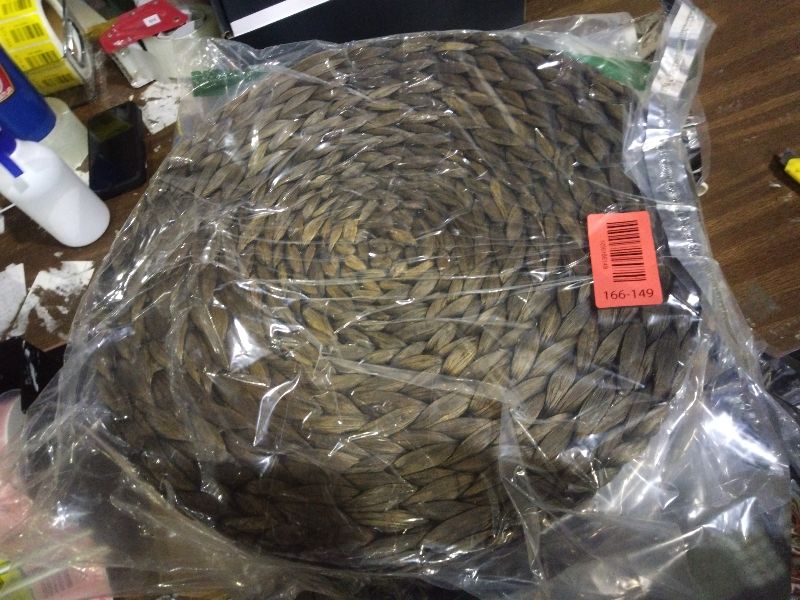 Photo 1 of 10 Pack, Round Woven Placemats, Natural Water Hyacinth Wicker Place Mats, Braided Straw Table Mats for Dining Table, Fall, Halloween, Thanksgiving, Chrismats, Black (13.8 inch)
