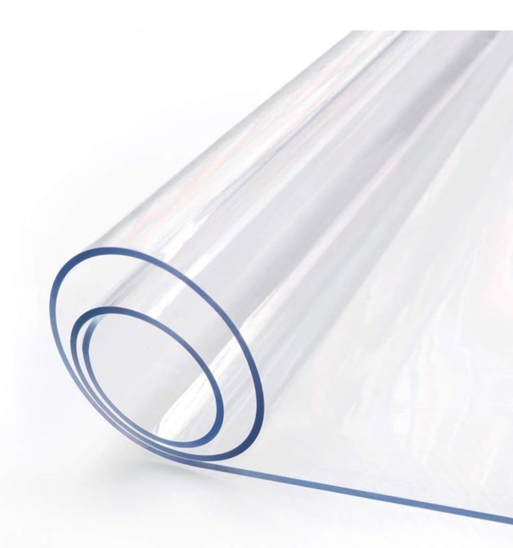 Photo 1 of 24 x 48 Inch Clear Plastic Dining Room Table Protector Tablecloth Desk Pad Mat Wooden Furniture Coffee Glass End Bed Sofa Side Bar Bistro Dinner Table Cloth Top Protection Cover Waterproof PVC Vinyl