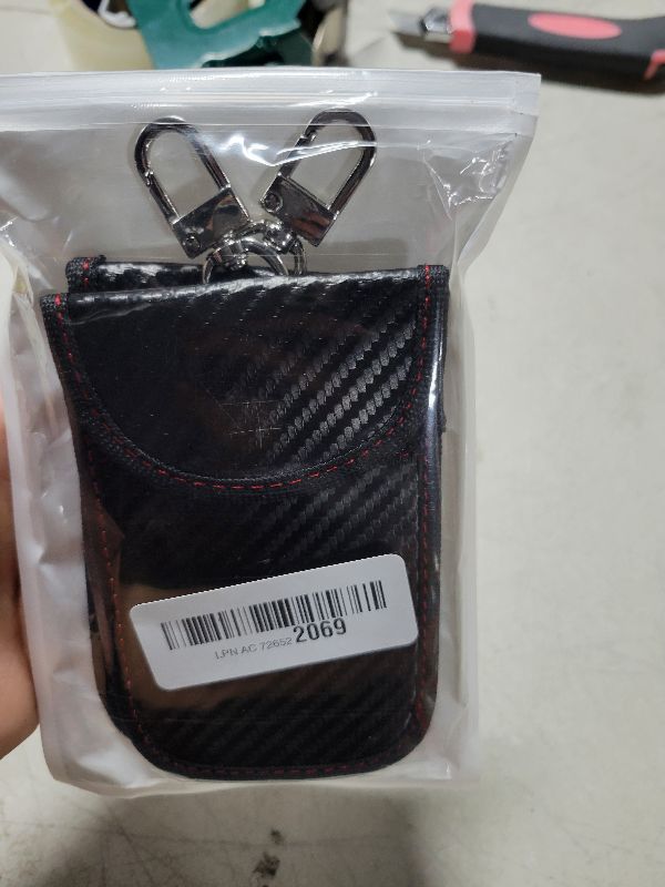 Photo 1 of 2 Pack Faraday Car Keycase Protective Bag Car rfid Signal Blocking Key Fob Protector Carbon Fiber Security Anti-theft Car Key Pouch Anti-Hacking Case Blocker Car Rfid Key Bag Faraday Cage Protector